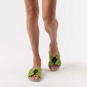 Marea New York Cruzado Sandals in Lime Green/Black Size 8